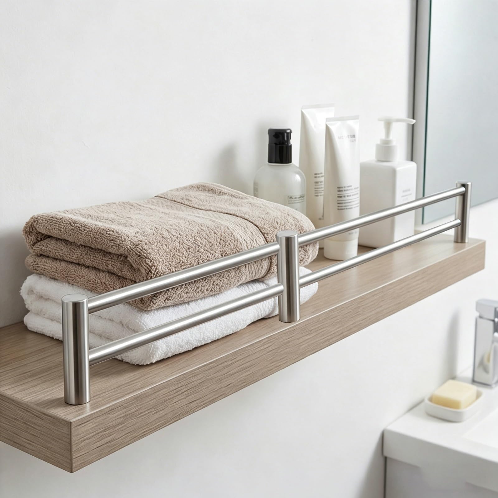 Zaqycm H 3 In(8Cm) Edge Protector Guard Rail For Cabinet/Open Shelves, Retail Display Shelf Tipping Bar Decorative Guardrail Set With Screws, Long 60 48 40 36 30 28 24 20 16 12 8 Inch(,Long 52In/132Cm)