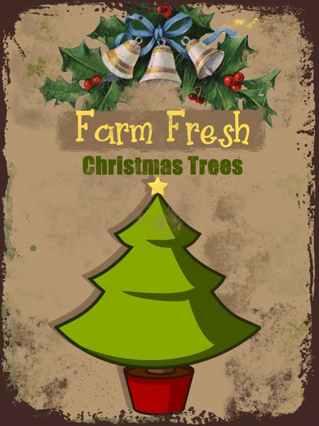 rayprint Farm Fresh Christmas Tree Metal Signs Vintage Christmas Decorations Rustic Farmhouse Bedroom Bar Coffe Kitchen Garage Garden Party Wall Art 12x16Inches