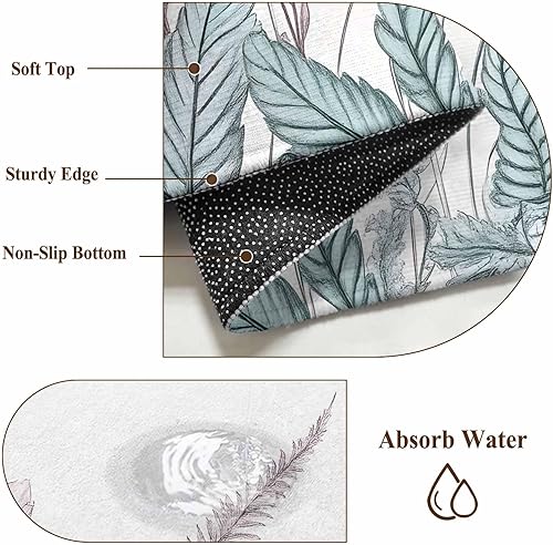 Miniatura 7 de 3x5 Area Rugs, Retro Floral Botanical Non-Skid Rubber Backing Large Rectangle Rugs - Living Room Bedroom Home Office, Watercolor Flower Indoor Floor