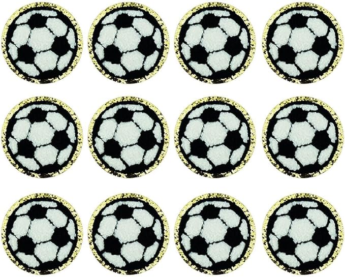 SaktopDeco 12 PCS Soccer Ball Patch Gold Edges Chenille
