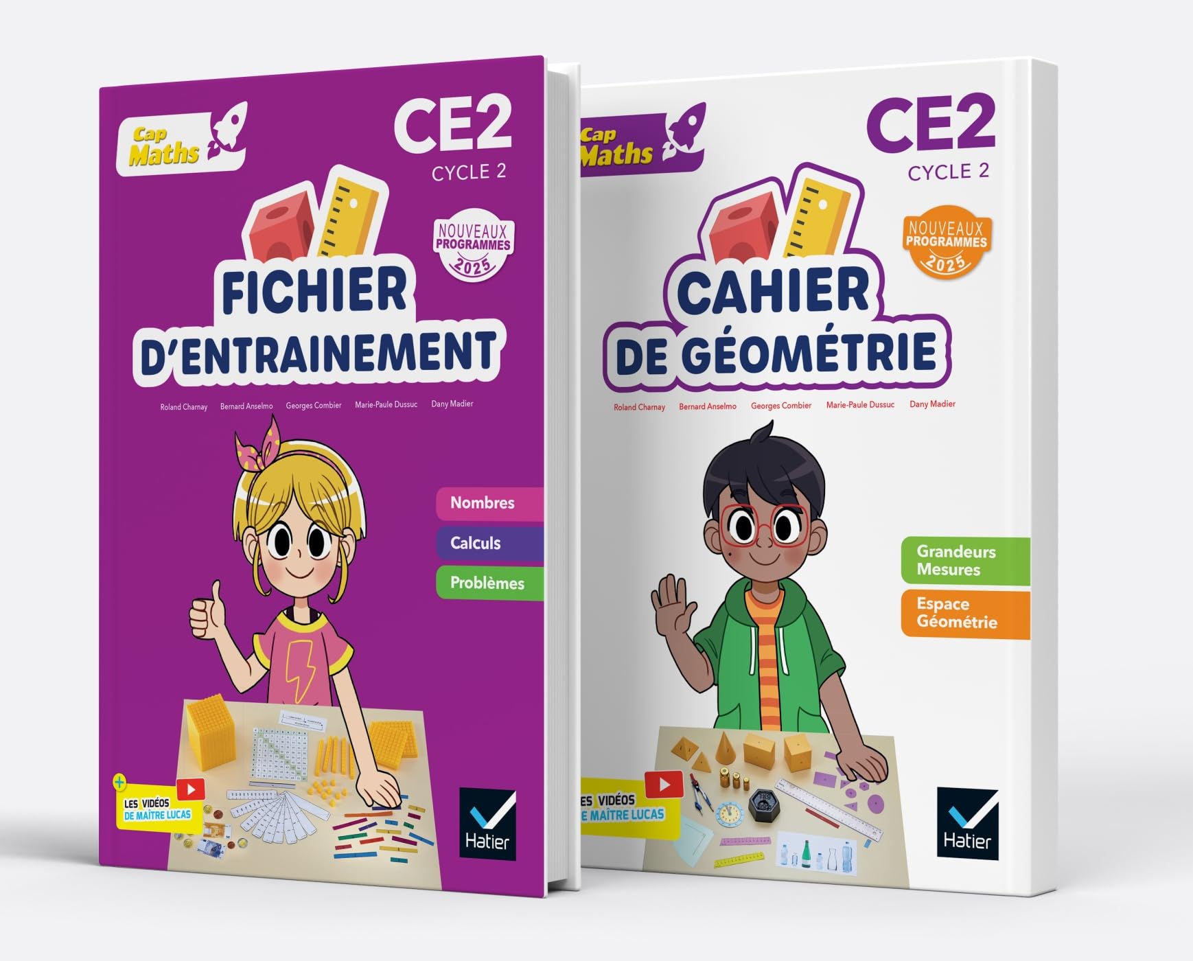 Cap Maths CE2 - Ed. 2026 - Fichier nombres et calculs + cahier de géométrie-mesure: Pack 2 volumes : Fichier d'entrainement + Cahier de géométrie
