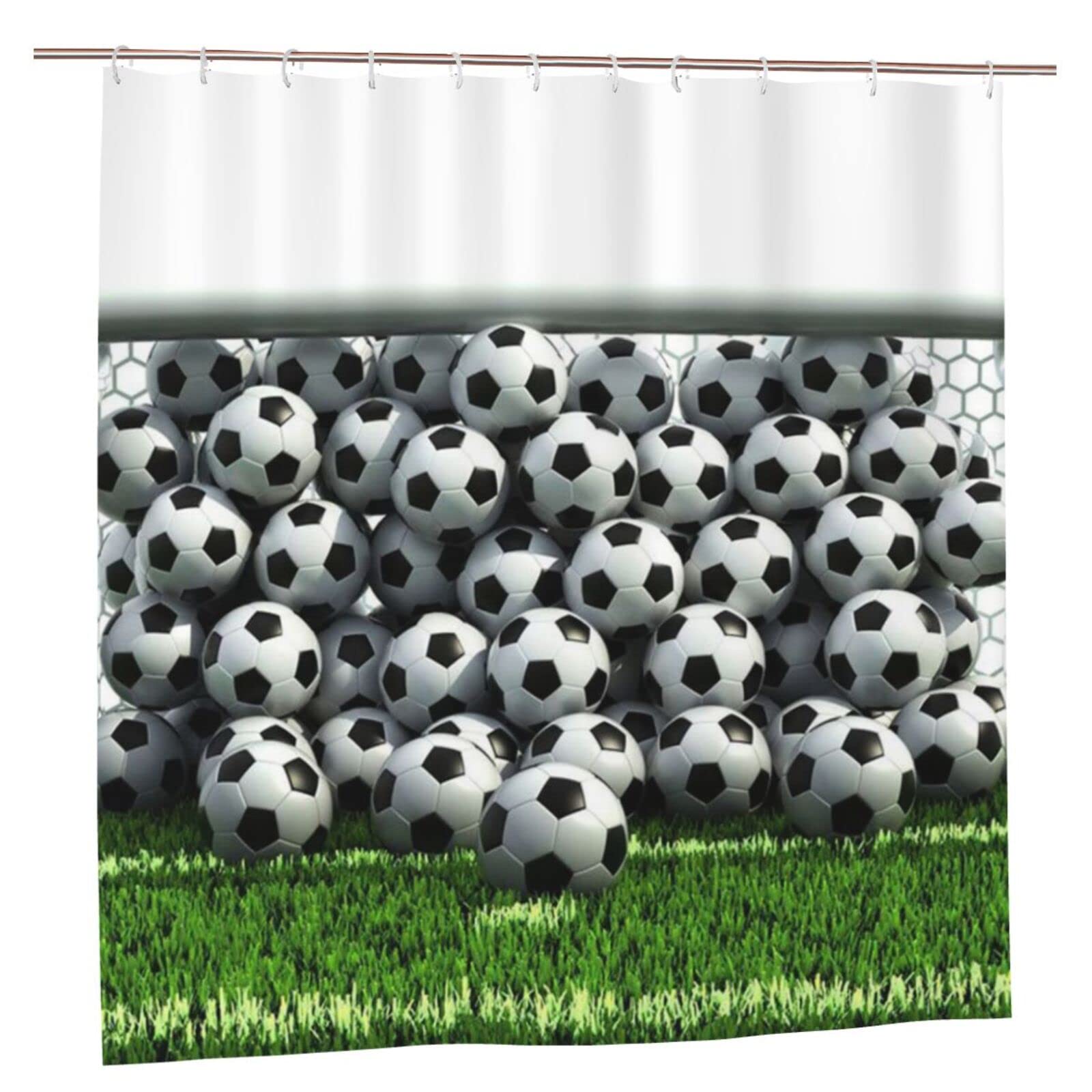 Rideau de douche football vert 183x183 cm lavable avec crochets Psvod