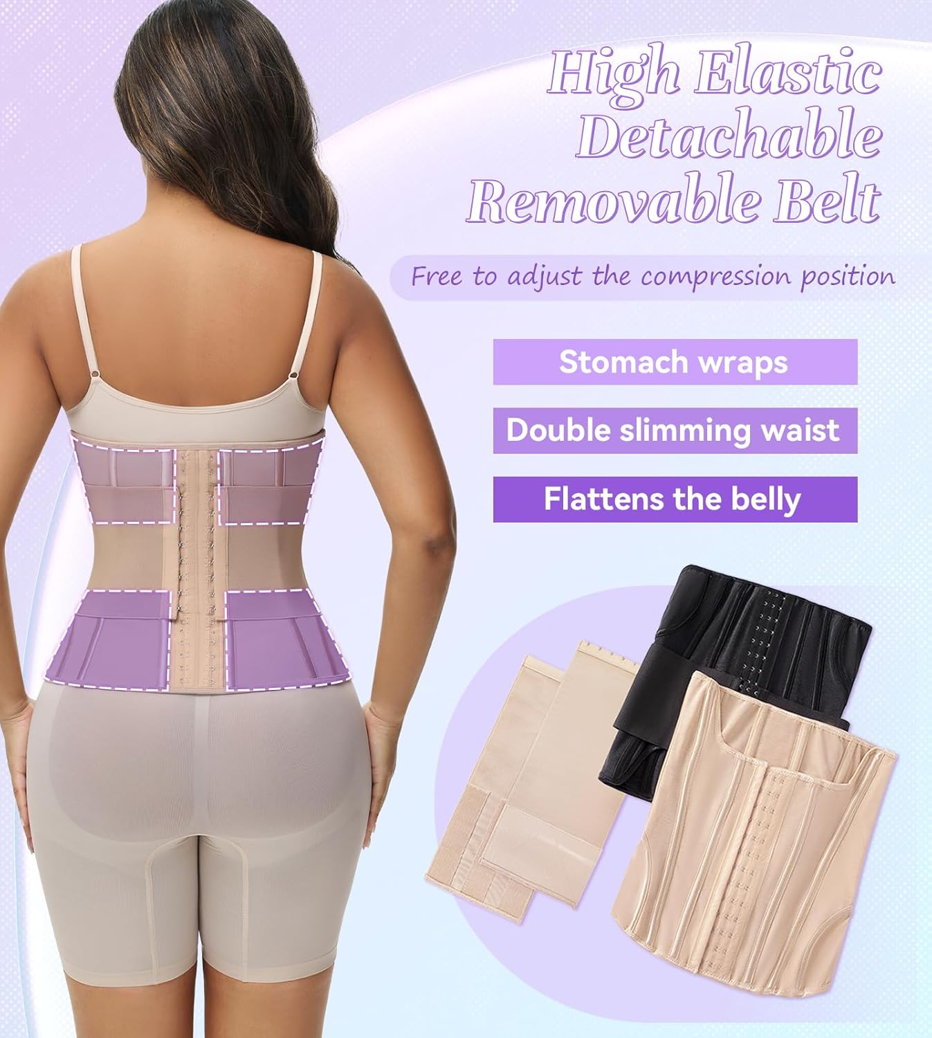 SHAPSHE Waist Trainer for Women Tummy Control Waist Cincher Workout Corset Shapewear Body Shaper With Hooks - Image 3