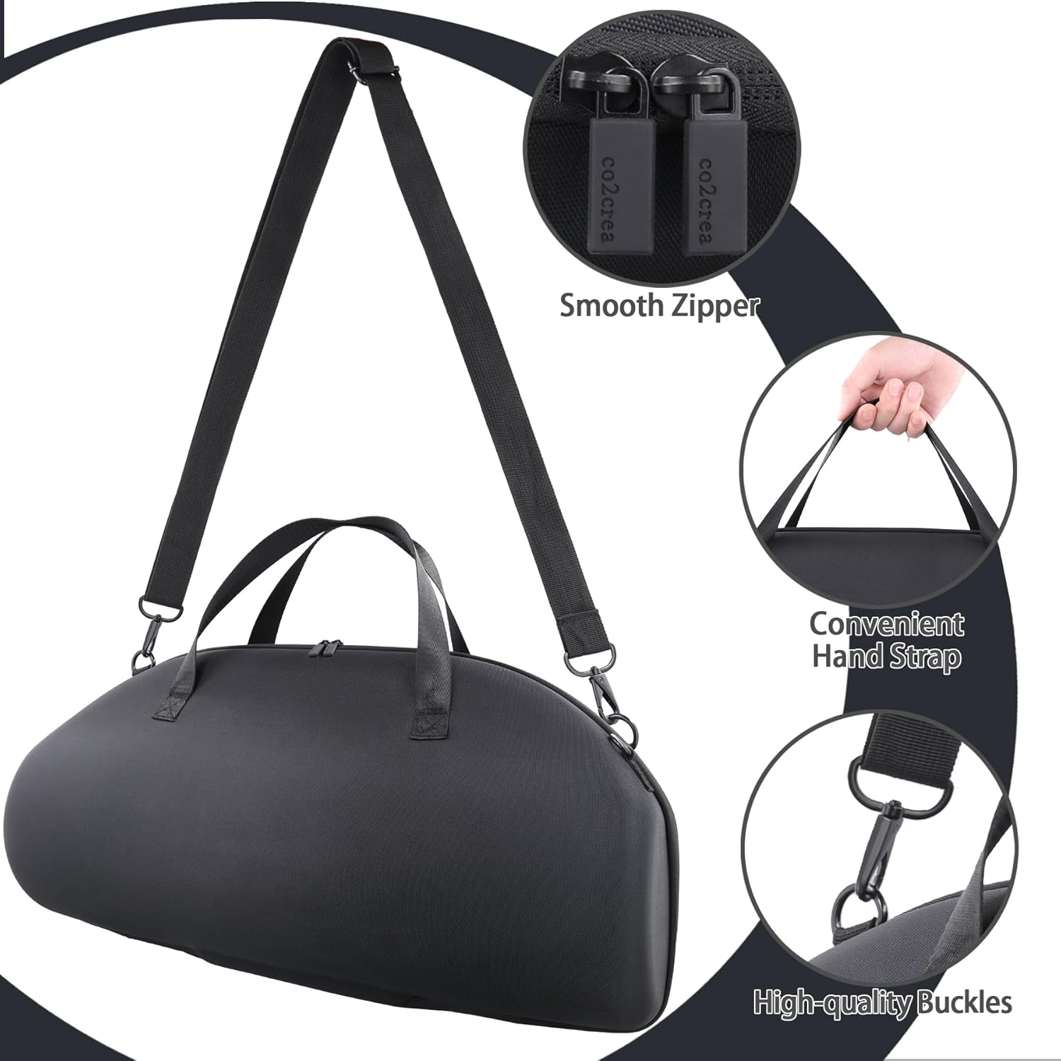 co2CREA Hard Travel case Replacement for Boombox 3 Boombox 2 Waterproof Portable Bluetooth Speaker (Black + Inside Grey Case) - Image 5