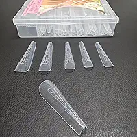 Kit de Moldes para Unhas em Polygel, 100 Unidades, Formato Amêndoa, com Organizador