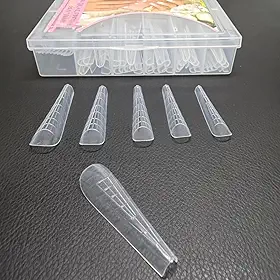 Kit de Moldes para Unhas em Polygel, 100 Unidades, Formato Amêndoa, com Organizador