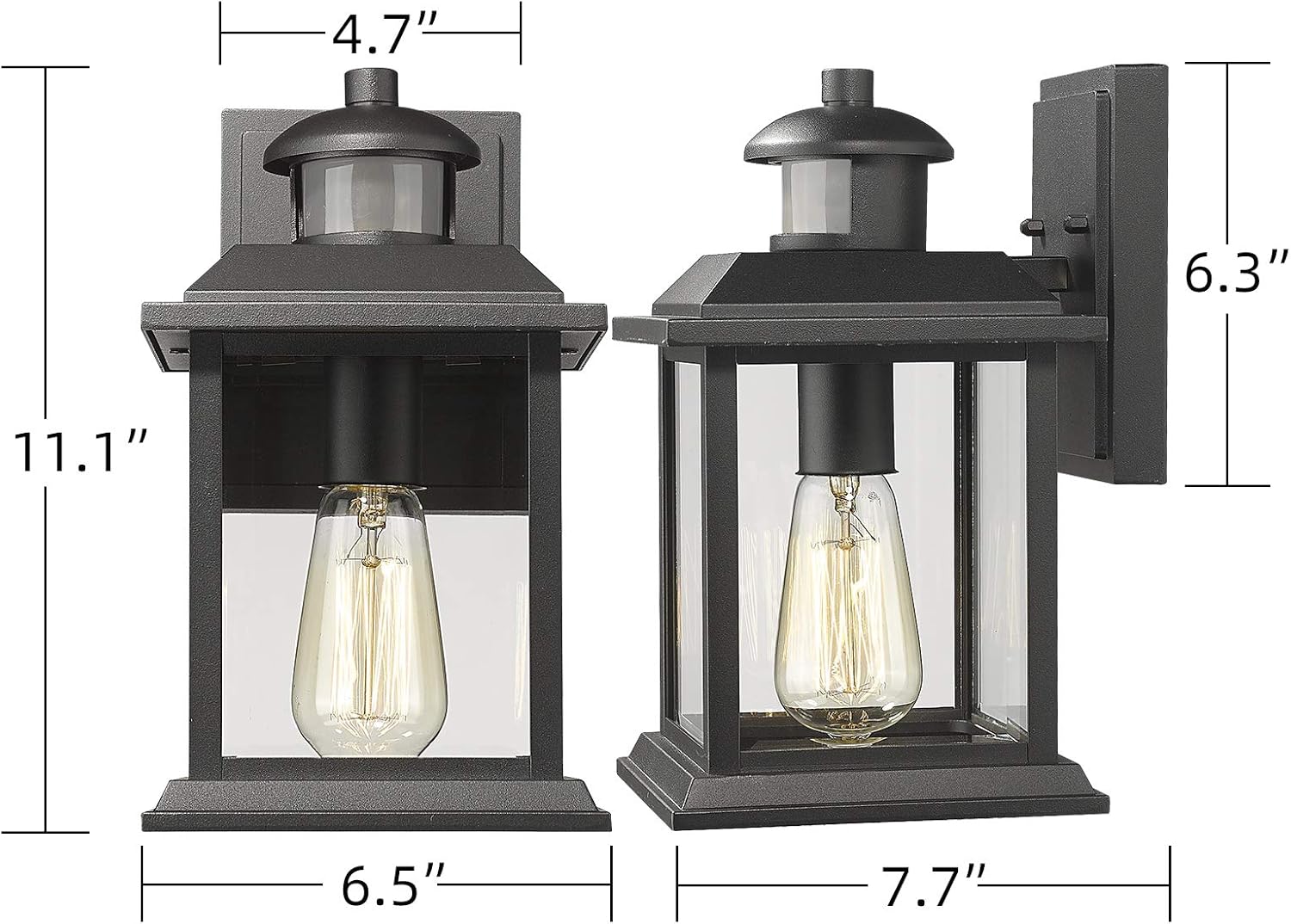 Exclusive Discount 90% Price Emliviar Motion Sensor Outdoor Light - Dusk to Dawn Sensor Modern Outdoor Wall Sconce in Black Finish with Clear Glass, WE216B-SE BK