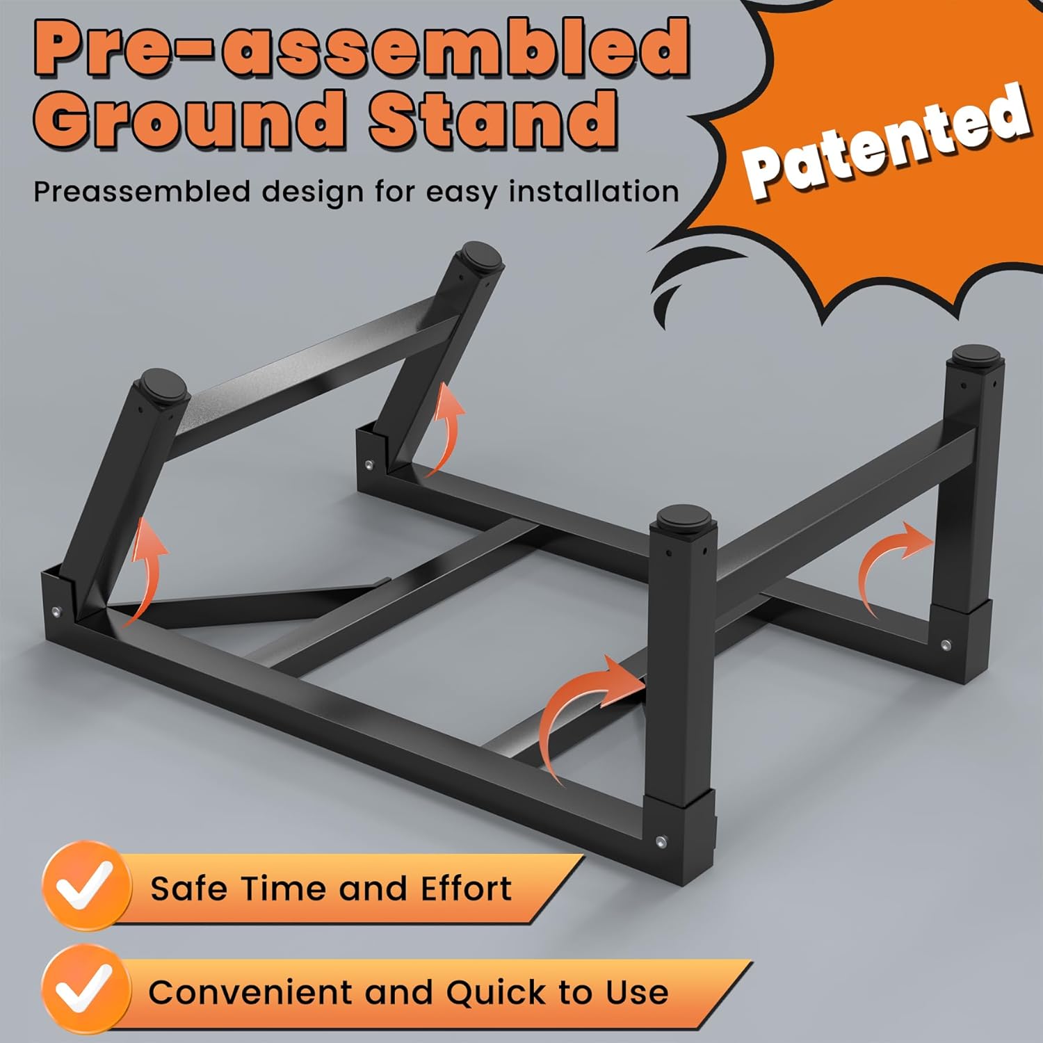 GCGOODS Preassembled Mini-Split Ground Stand, Ground Stand with 2 Support Bars for Mini Split, Ductless Air Conditioner and Heat Pump Systems of 9,000-36,000 BTU, Support up to 400 LBS, Black