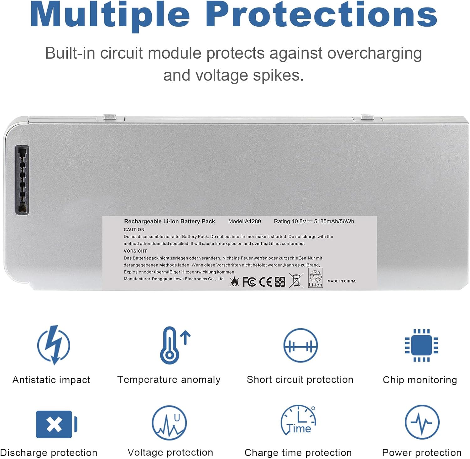 TREE.NB 56Wh A1280 Laptop Battery for Apple A1280 A1278 (2008 Version) MacBook 13-Inch Series, Compabiel for MB771G/A MB467LL/A MB466LL/A