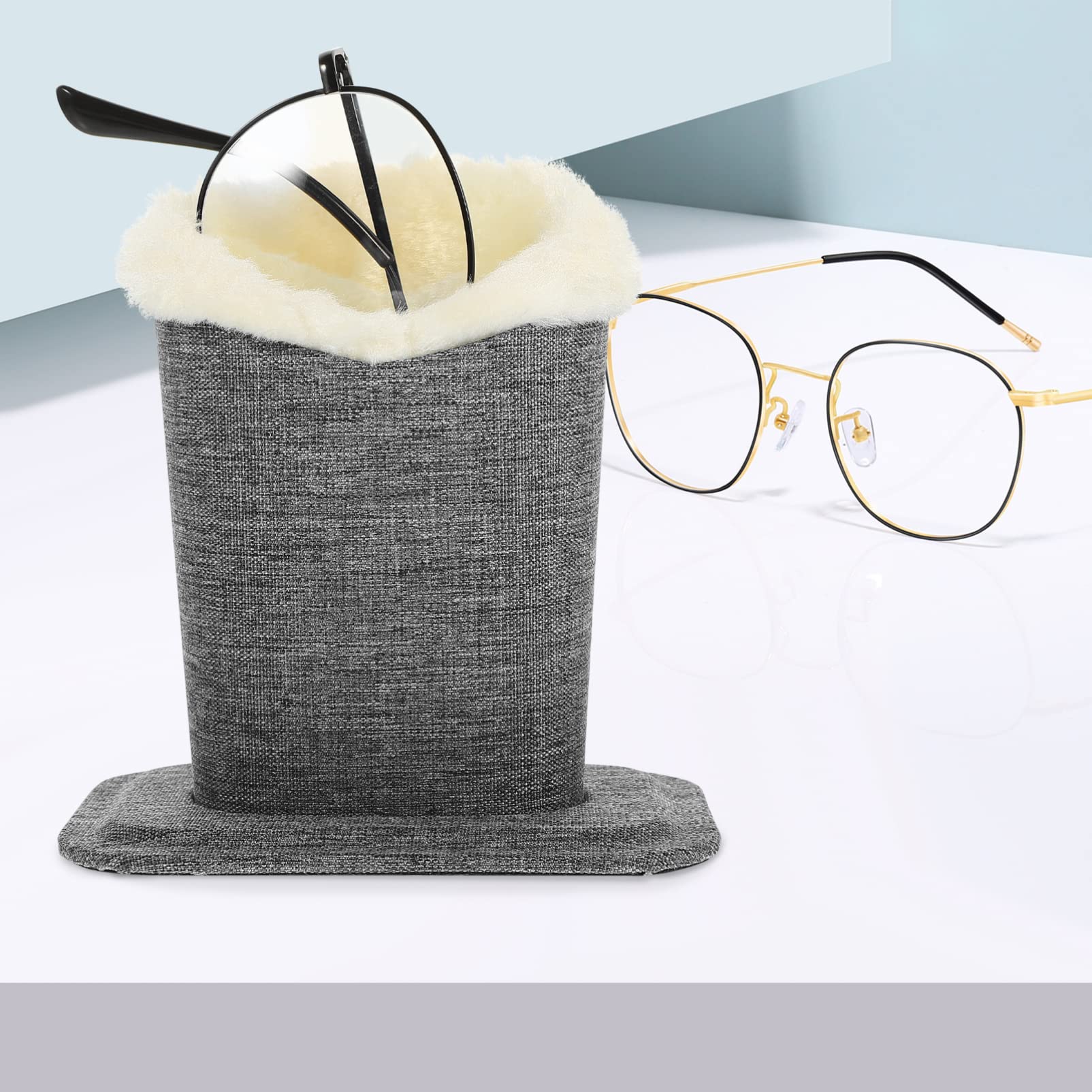 Étui à Lunettes Doublé Peluche - Protection Anti-rayures Pour Verres Et Branches - Dimensions 11,6x8,1x12 Cm - Pour Table De Chevet Ou Bureau