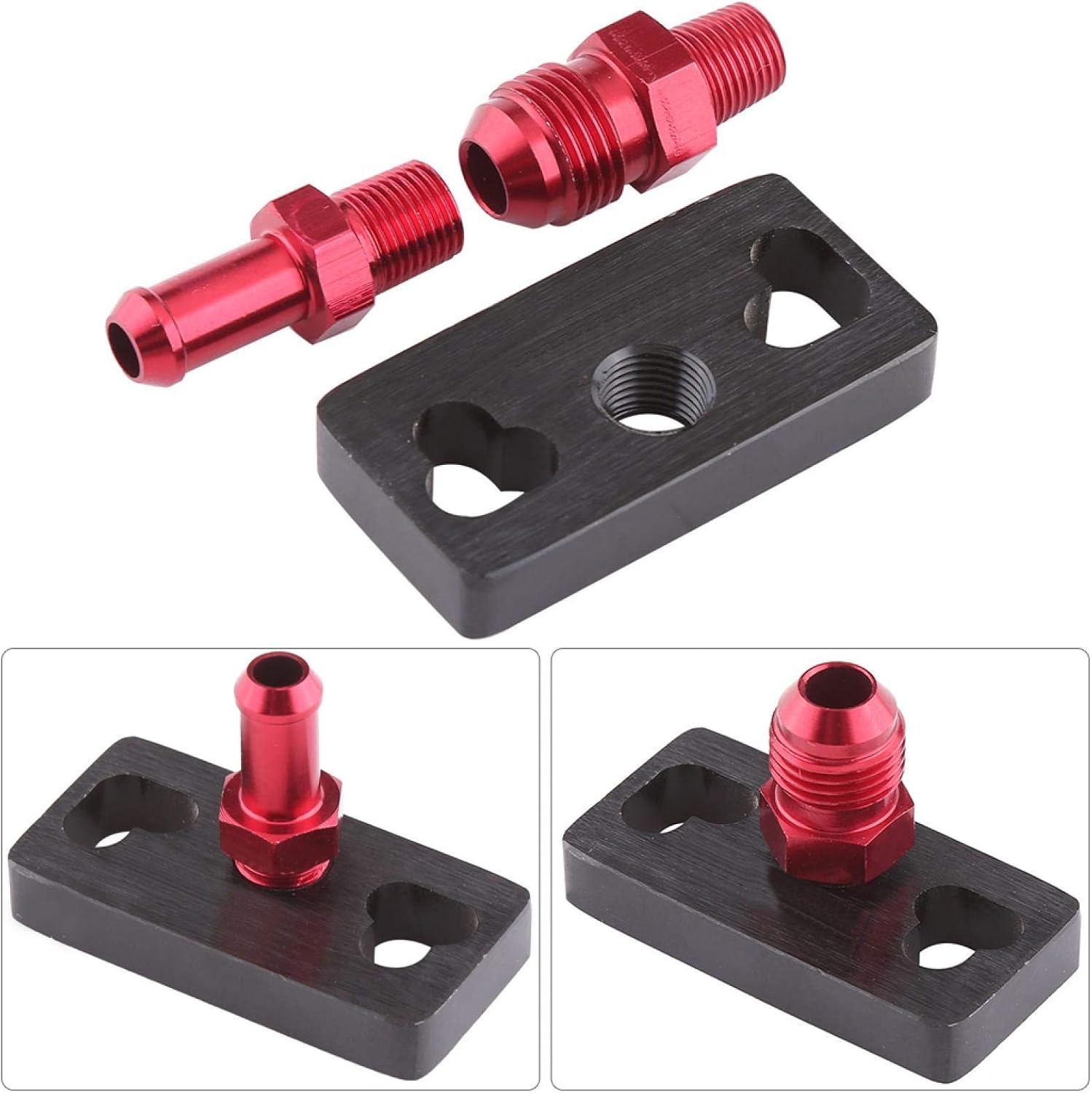 Fuel Line Adapter, Aluminium 1/8 NPT Fuel Rail Pressure Regulator Adapter Fit for Honda with Fittings