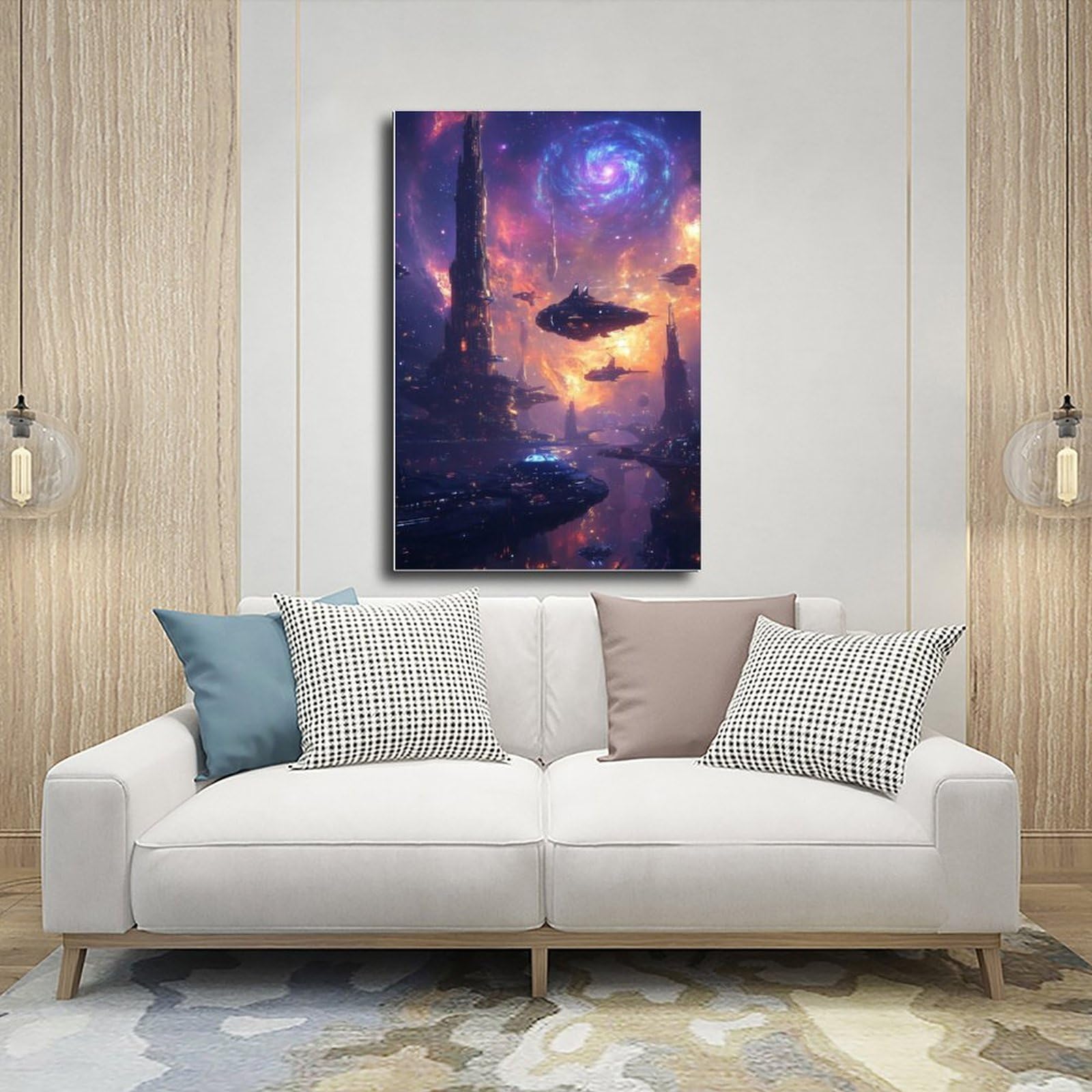 Poster su tela con scena interstellare di fantascienza surreale, poster artistico da parete, stampa per soggiorno, camera da letto, 60 x 90 cm
