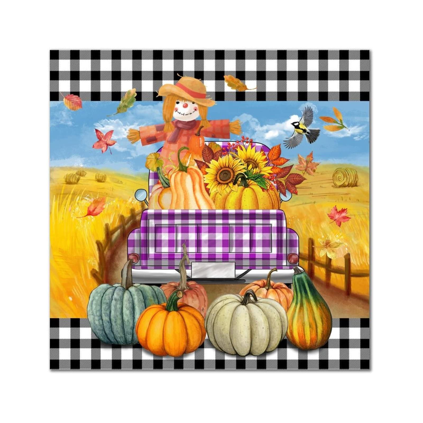 Plaque murale rétro en bois avec motif épouvantail, idée cadeau crémaillère