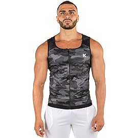 Kewlioo Men\'s Heat Trapping Zipper Sweat Enhancing Vest - Zip Up Compression Vest Shirt Shapewear Top - Gym Exercise Versatile Heat Shaper Jacket (Black, L/XL)