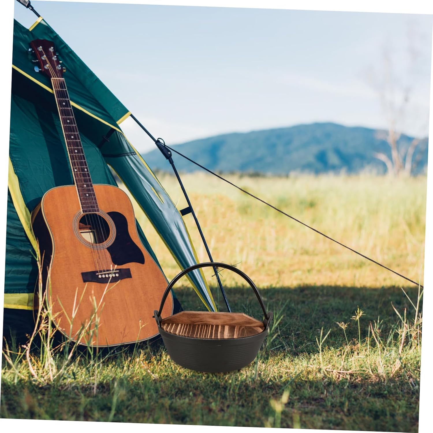 Kisangel 1set Cast Iron Soup Pot for Camping Japanese Design Hanging Cooker for Outdoor Cooking Versatile Cast Iron Cookware for Stews and Soups