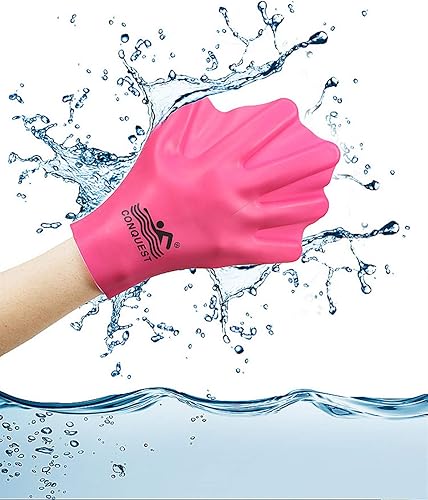 Miniatura 10 de Guantes de natación de silicona, guantes de entrenamiento de natación, guantes de red, guantes de natación para adultos y niños