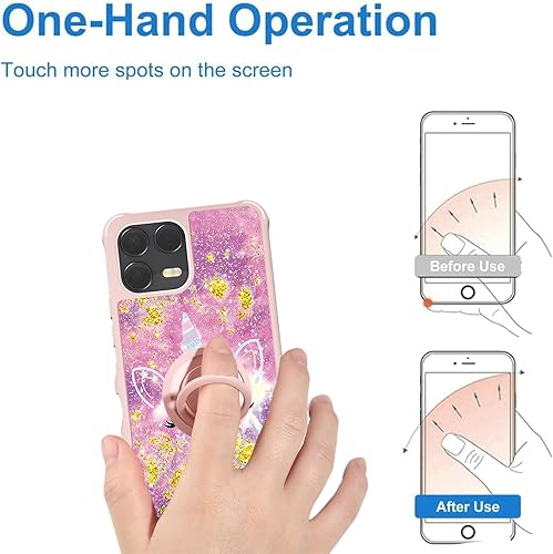 Miniatura 185 de Cricket Debut S2 - Funda compatible con AT&T Calypso 4 U380AC U380AA con protector de pantalla de vidrio templado, soporte de anillo, purpurina