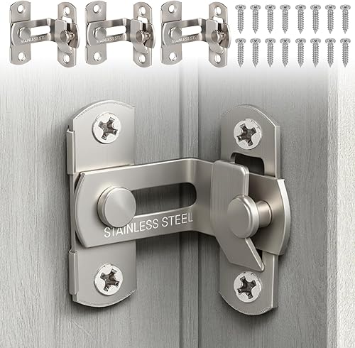 4 cerraduras de puerta de granero de 90 o 180 grados de acero inoxidable para puerta corrediza para granja, protege la privacidad, seguridad de