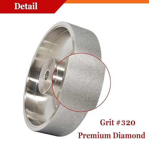 Miniatura 3 de Muela abrasiva CBN, diámetro 6" x 1.5" ancho con eje de 1/2", muela abrasiva de diamante para afilar acero de alta velocidad, grano 320