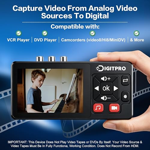 VHS to Digital Converter 2.0, HD VHS Video Recorder with Remote Control, Converts VHS VCR DVR, DVD, Hi8, DV, Camcorder, Cassette, Game Consoles to Digital - 2