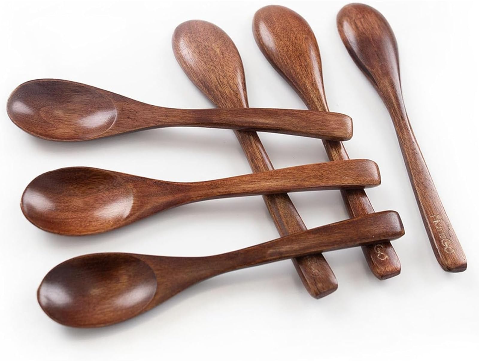 HANSGO 6PCS Wooden Spoons for Eating, 6 Inch Small Wooden Spoons for Honey, Coffee, Tea, Hot Cocoa, Jam, Bath Salts, Little Wood Table Spoon for Stirring, Smooth Finish, Unique Gifts for Men Women