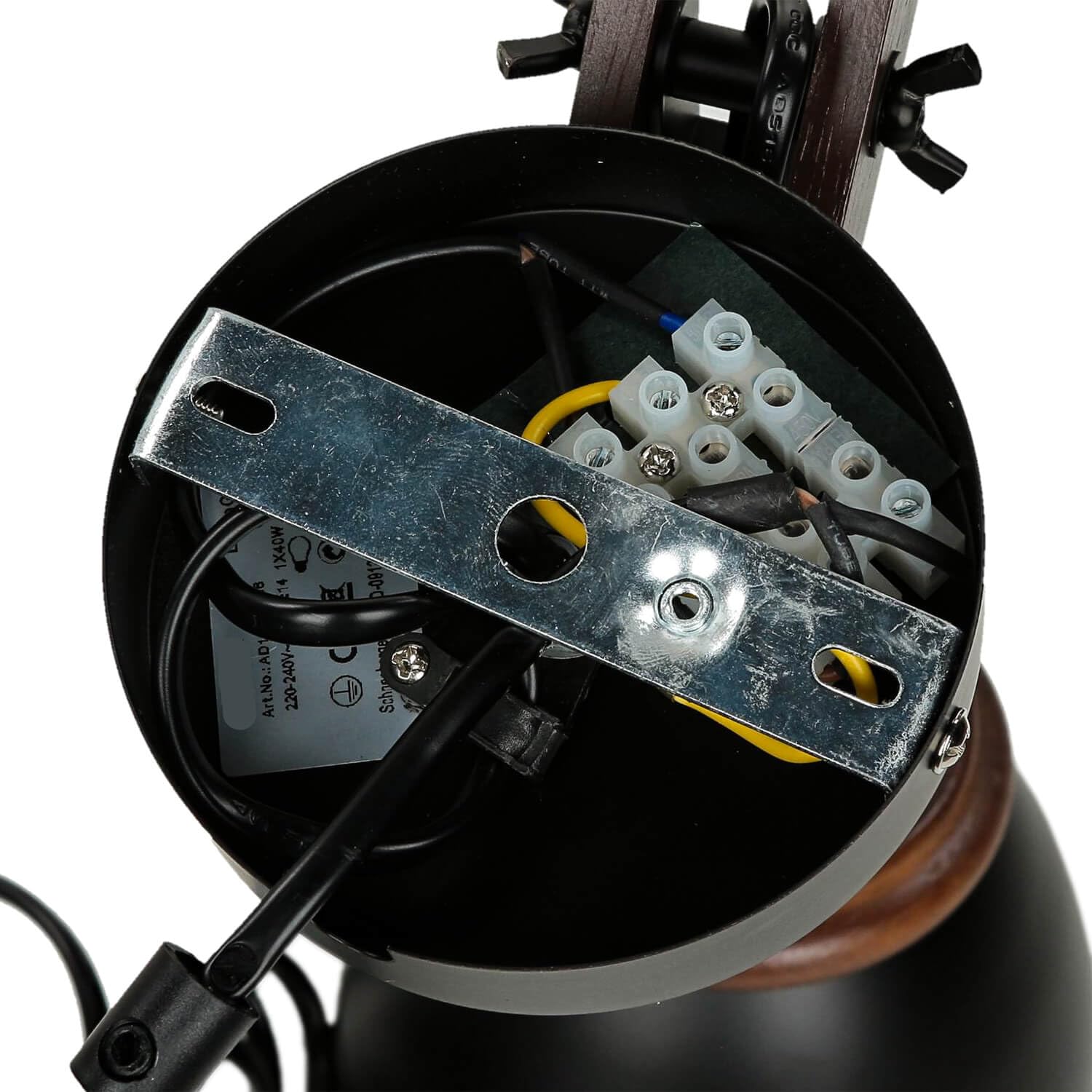 Licht-Erlebnisse Wandleuchte mit Kabel Schalter Metall Holz in Schwarz Natur verstellbar E14 Retro Wandlampe Wohnzimmer Schlafzimmer
