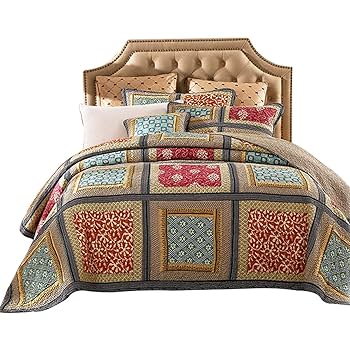 Amazon｜パッチワークキルトベッドスプレッド、アメリカン