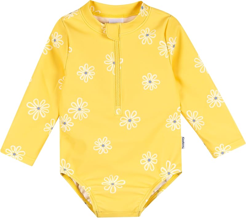 Gerber Baby Girls' Toddler Long Sleeve One Piece Rashguard Swimsuit