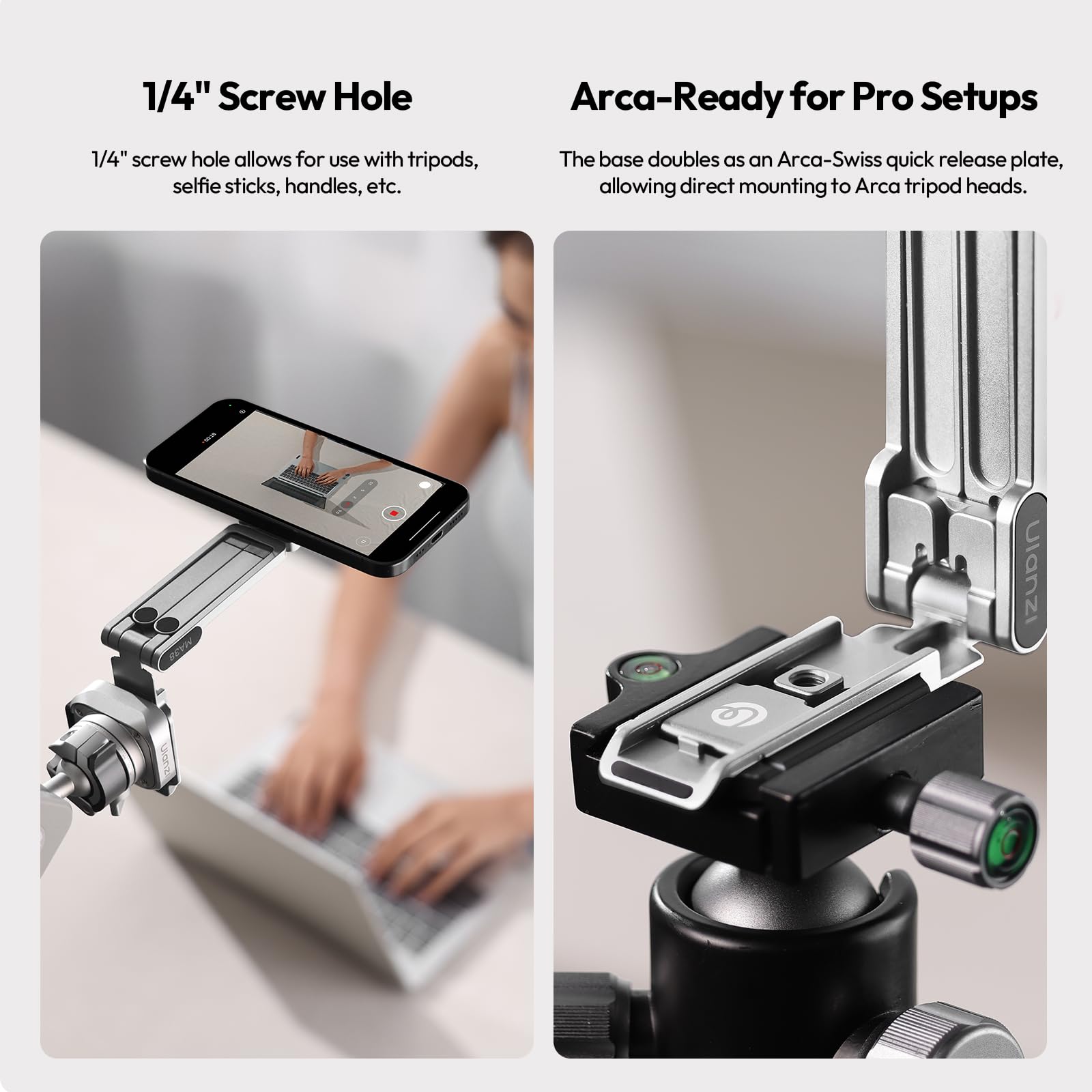 ULANZI Trépied magnétique pour iPhone, MA38 Support de téléphone portable Argent
