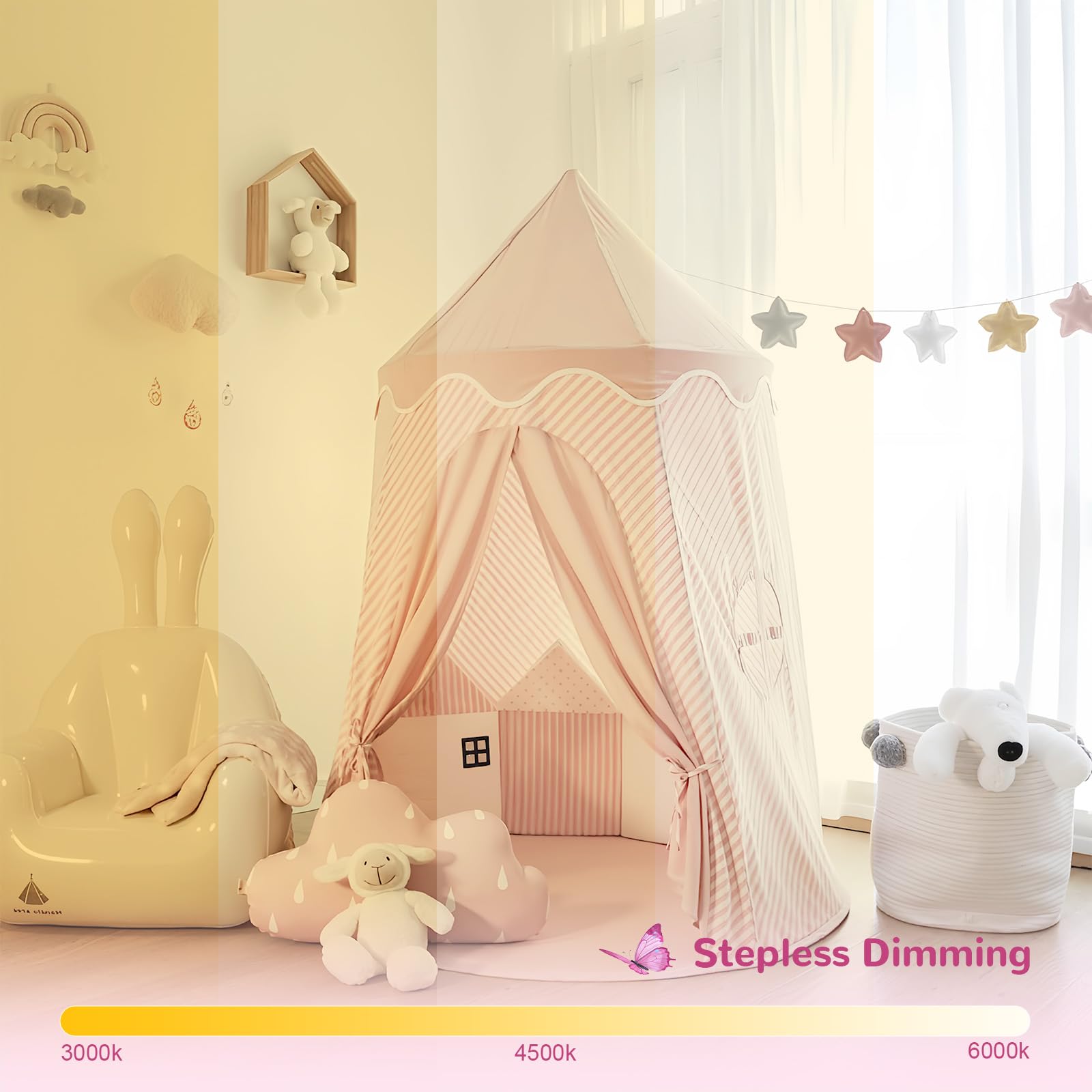 38CM Plafoniera Cameretta Bambini Lampadario, 40W Farfalla Cameretta Plafoniera Led Soffitto con Telecomando con Funzione di Luce Notturna, Lampade a Soffitto Cameretta Bambina camera