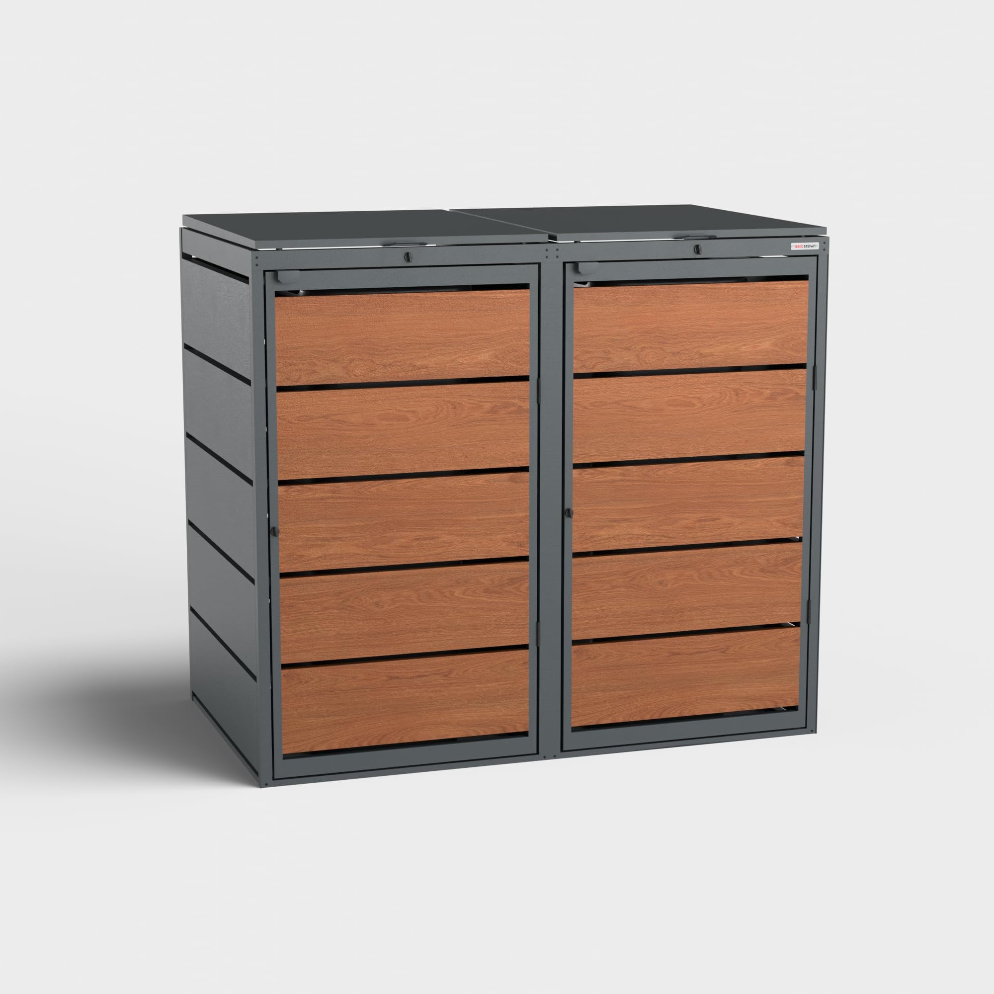 Dagobert Coffre Poubelle Extérieure 240L 2 Bacs, Acier Galvanisé, Structure Robuste, Cache Poubelle, Abri Jardin Résistant aux Intempéries, Conteneur Déchets Durable