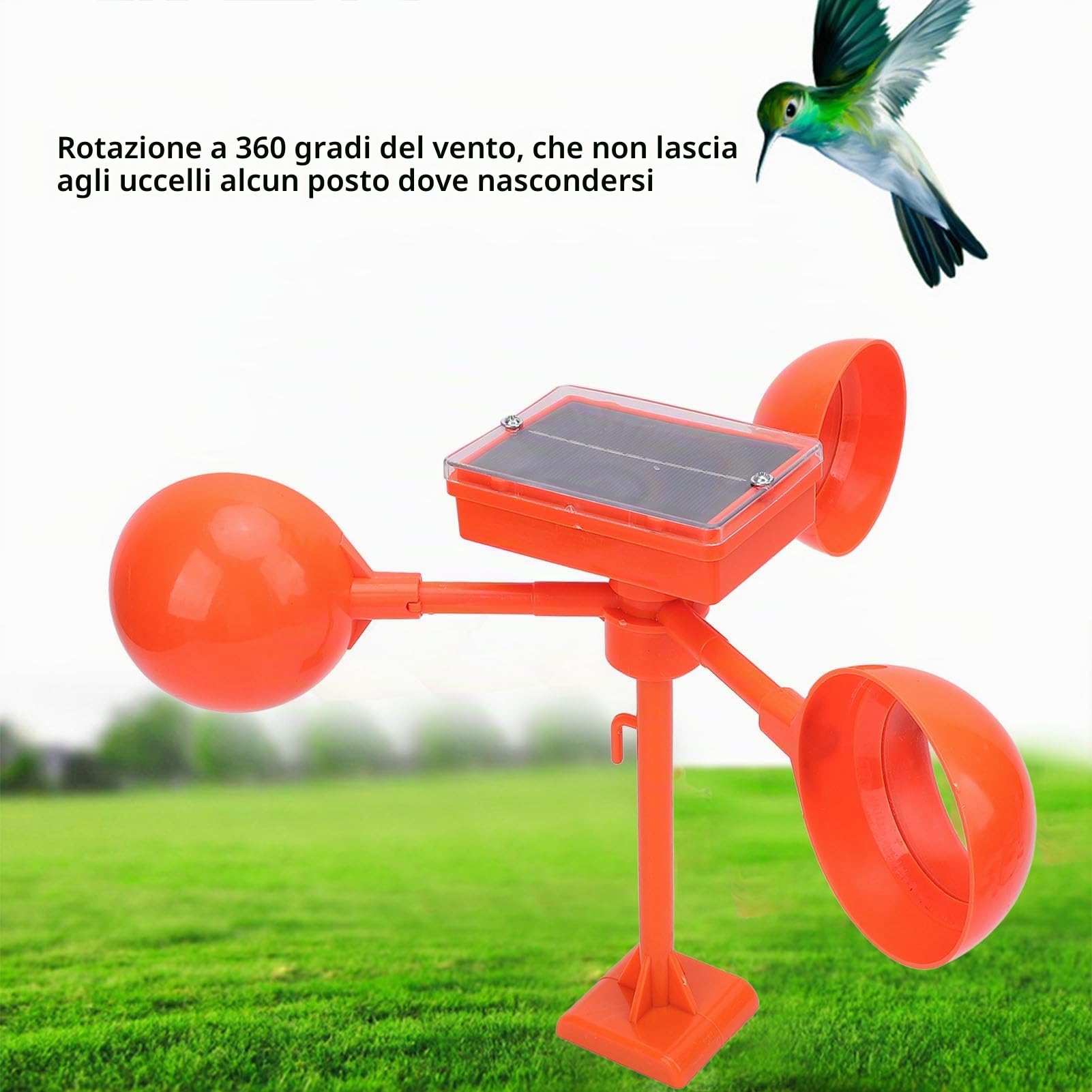 Dissuasore per Uccelli Ad Energia Solare per Esterni, Picchio Passeri Deterrente per Piccioni per Casa, Dispositivo Riflettente per Uccelli con Voce, Riflettente Rotante Visivo