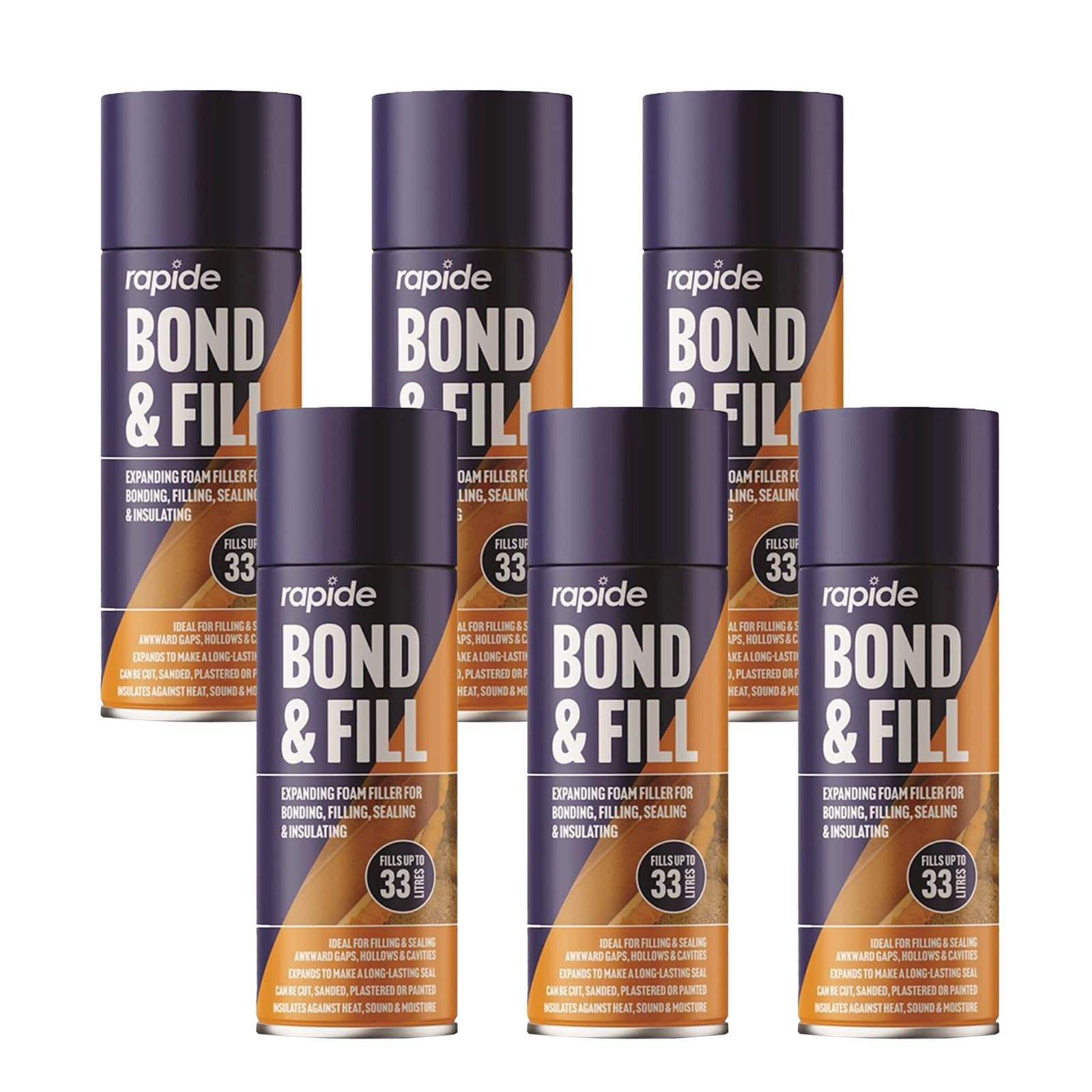 SDMAX Polyurethane Foam Filler Spray, Bond and Fill, Long Lasting Seal, Ideal for Wood, Metal, Plastic, Concrete, 500ML (6 PCS) - 6 Pack