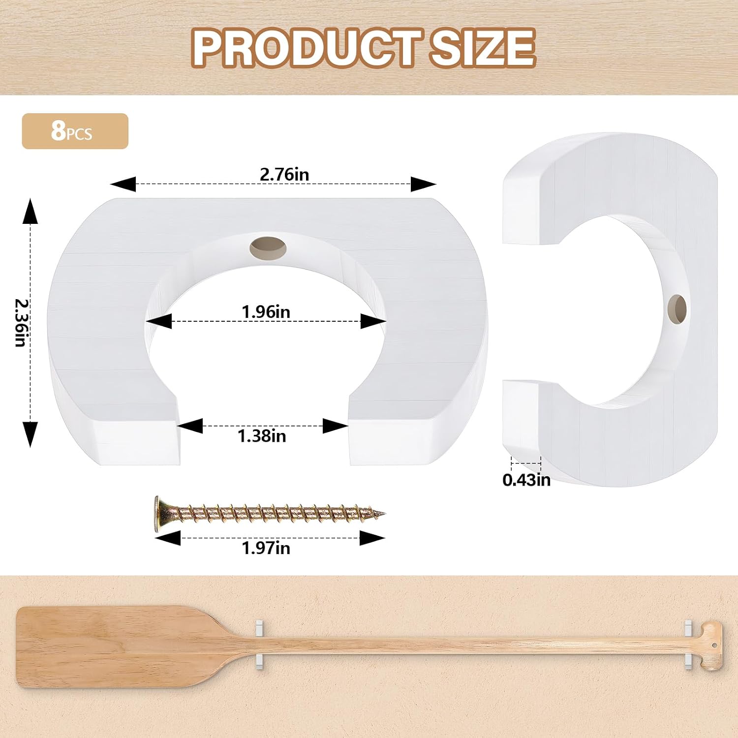 DaisyInner Wooden Kayak Paddle Holder Rack Wall Mount Canoe Oar Hanger Paddle Storage and Display Rack for SUP Dragon Boat Paddles Garage Boat House Home Decor
