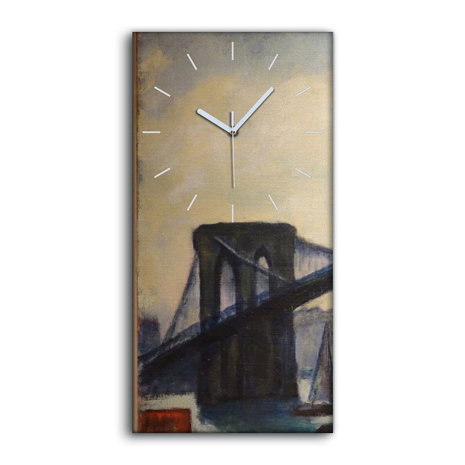 Horloge sur Toile Ne Pas Tic Tac Décoration Chambre Tableau Silencieux Pont de Brooklyn