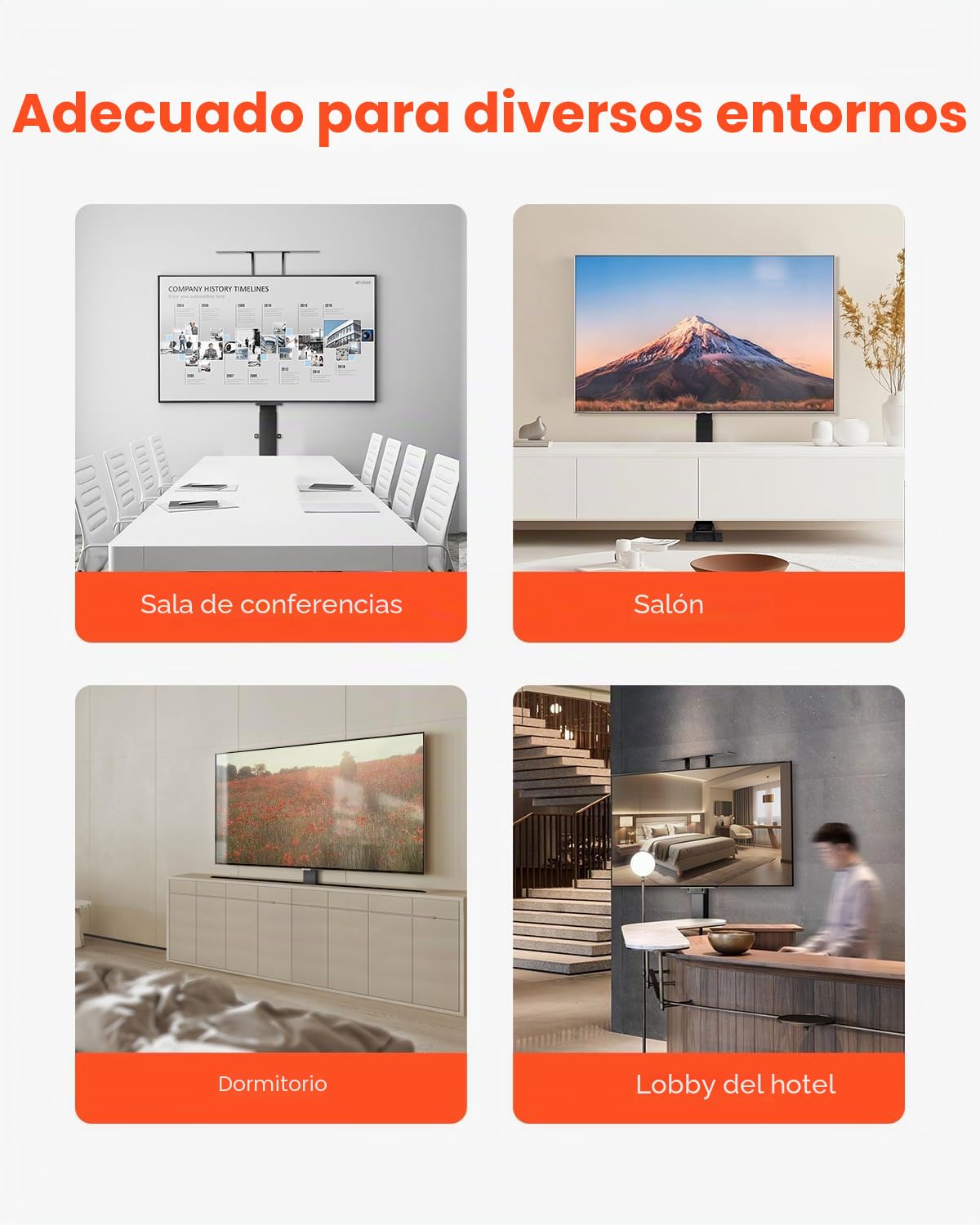 VEVOR Soporte de TV Motorizado Elevable para Pantalla de 813-1397 mm (no en Gabinete), Soporte de TV Vertical con Control Remoto, Carga de 60 kg, Patrón Máximo de Orificios VESA de 40 x 40 cm