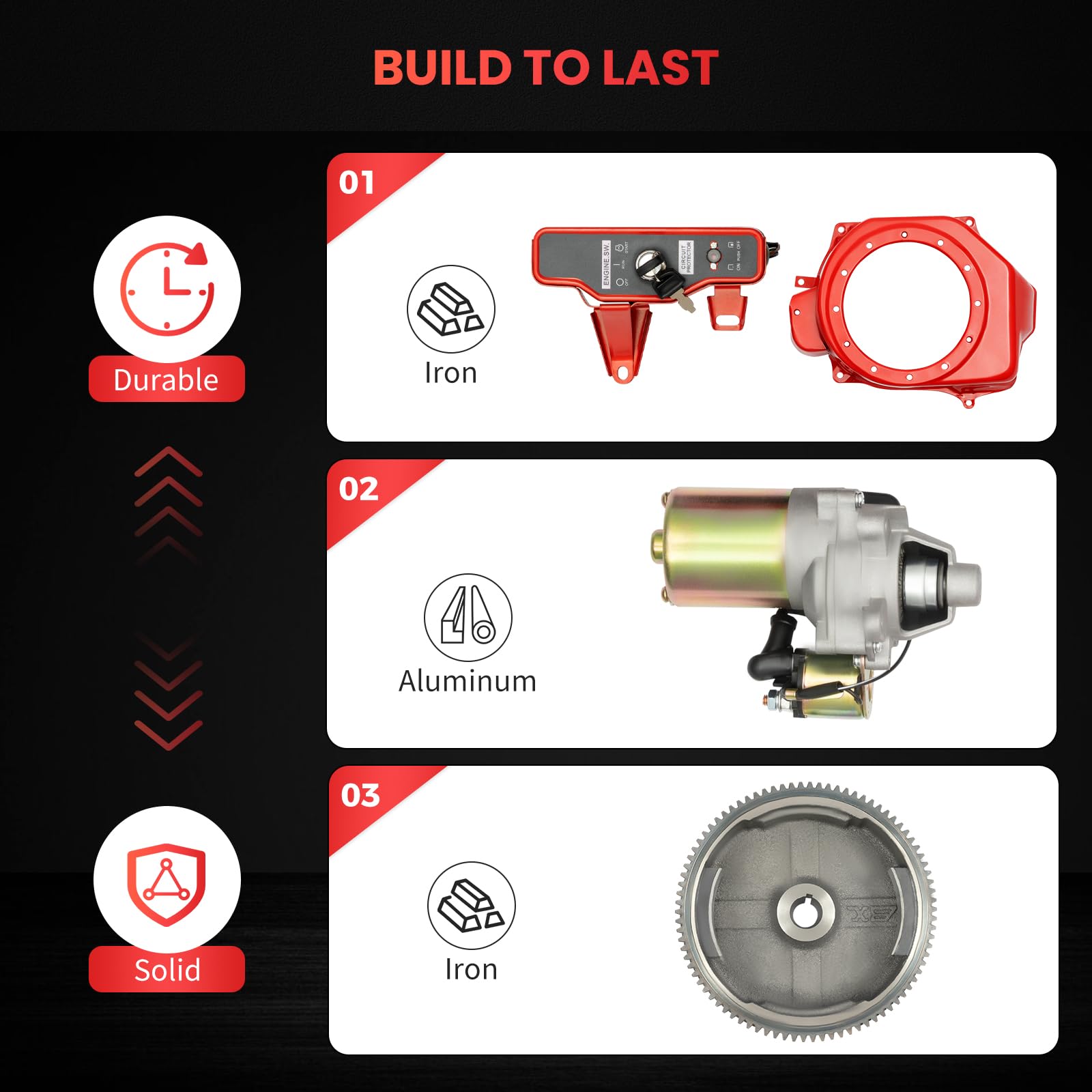 Kit de arranque eléctrico para Honda GX160 5,5 HP GX200 6,5 HP, kit de arranque eléctrico, motor de arranque de 4 tiempos, motor de arranque, motor de arranque+interruptor de encendido magnético