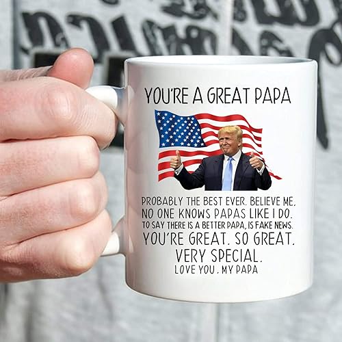 Miniatura 3 de Taza de café con texto en inglés "You're Great Papa Trump", taza de café con texto en inglés "You're Great Papa Trump", regalo de cumpleaños, Día