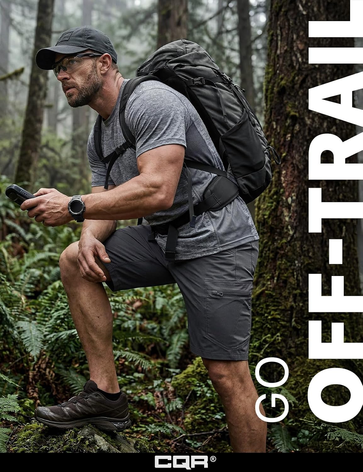 CQR Men's Quick Dry Stretch Hiking Cargo Shorts, Lightweight Water Resistant Tactical Casual, Golf & Outdoor with Pockets