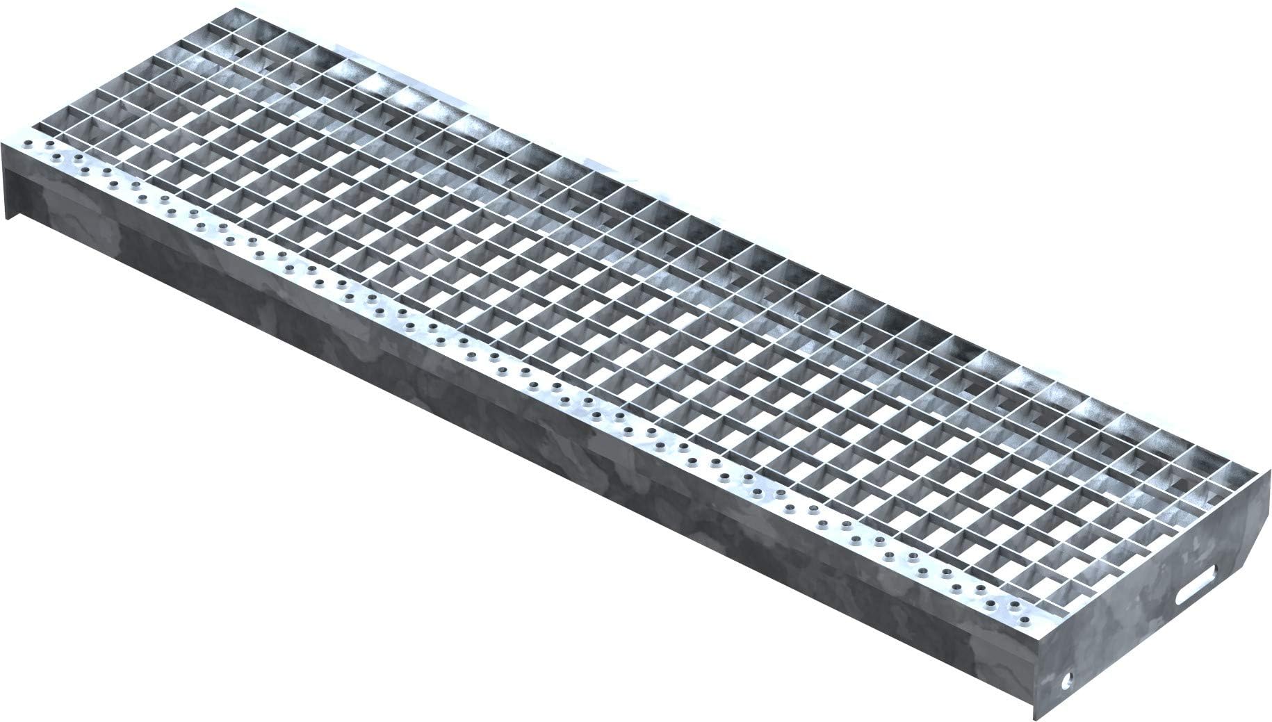 Fenau | Grigliati Gradini/Gradino (R12) XSL - Dimensioni: 800 x 270 mm - MW: 30/30 mm, zincato a caldo, Gradino in acciaio a norma DIN, Scale di fuga adatte, Effetto antiscivolo