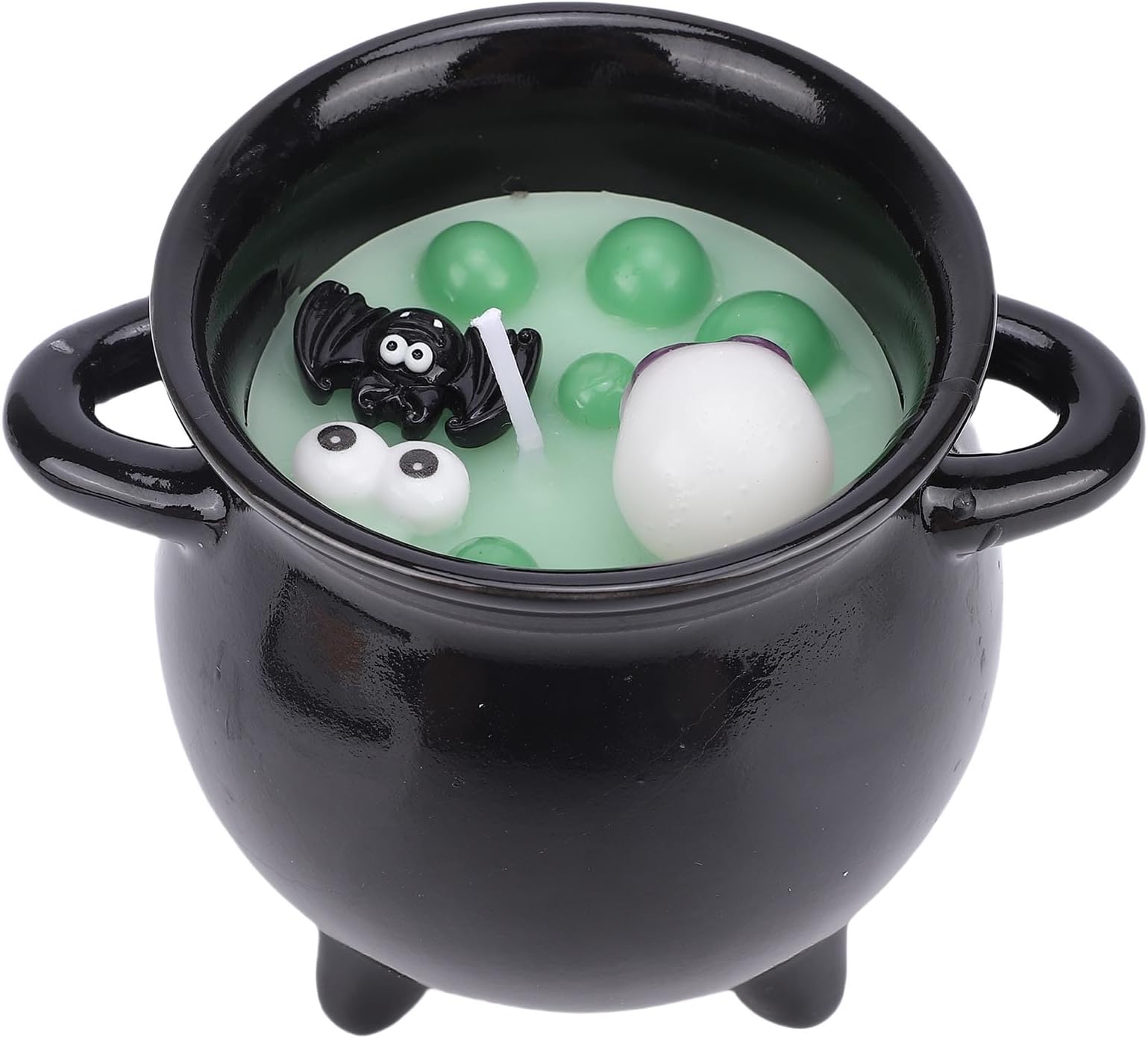 Generic Halloween Decorations Indoor, Ceramic Reusable Witch Cauldron Candle with Skeleton, Halloween Cauldron for Indoor Outdoor Party Home Table Mantel Kitchen Decor