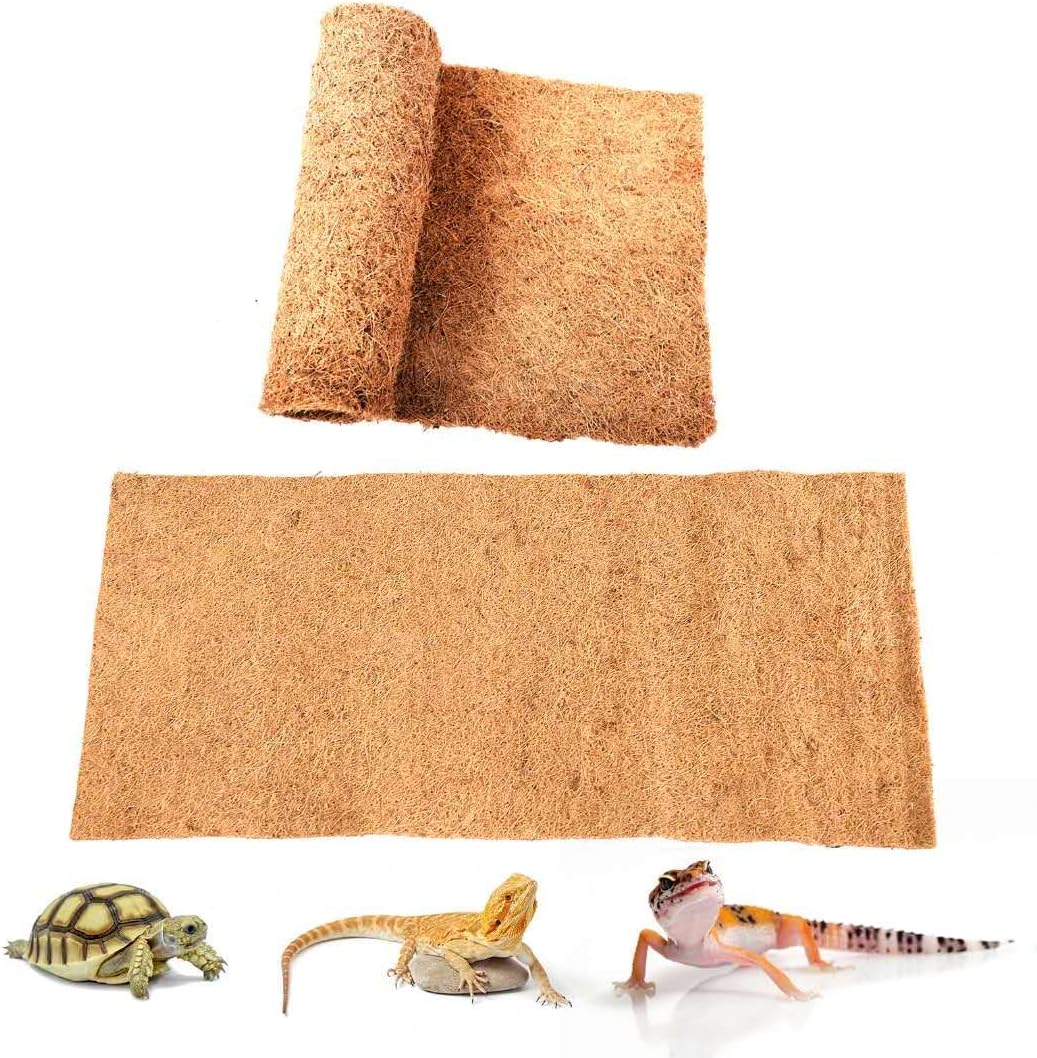 Reptile Carpet Coconut Fiber, 36″ x 18″ Reptile Terrarium Substrate Liner, Tortoise Bedding Carpet Mat Supplies for Pet Lizard, Chameleon, Bearded Dragon, Leopard Gecko, Iguana
