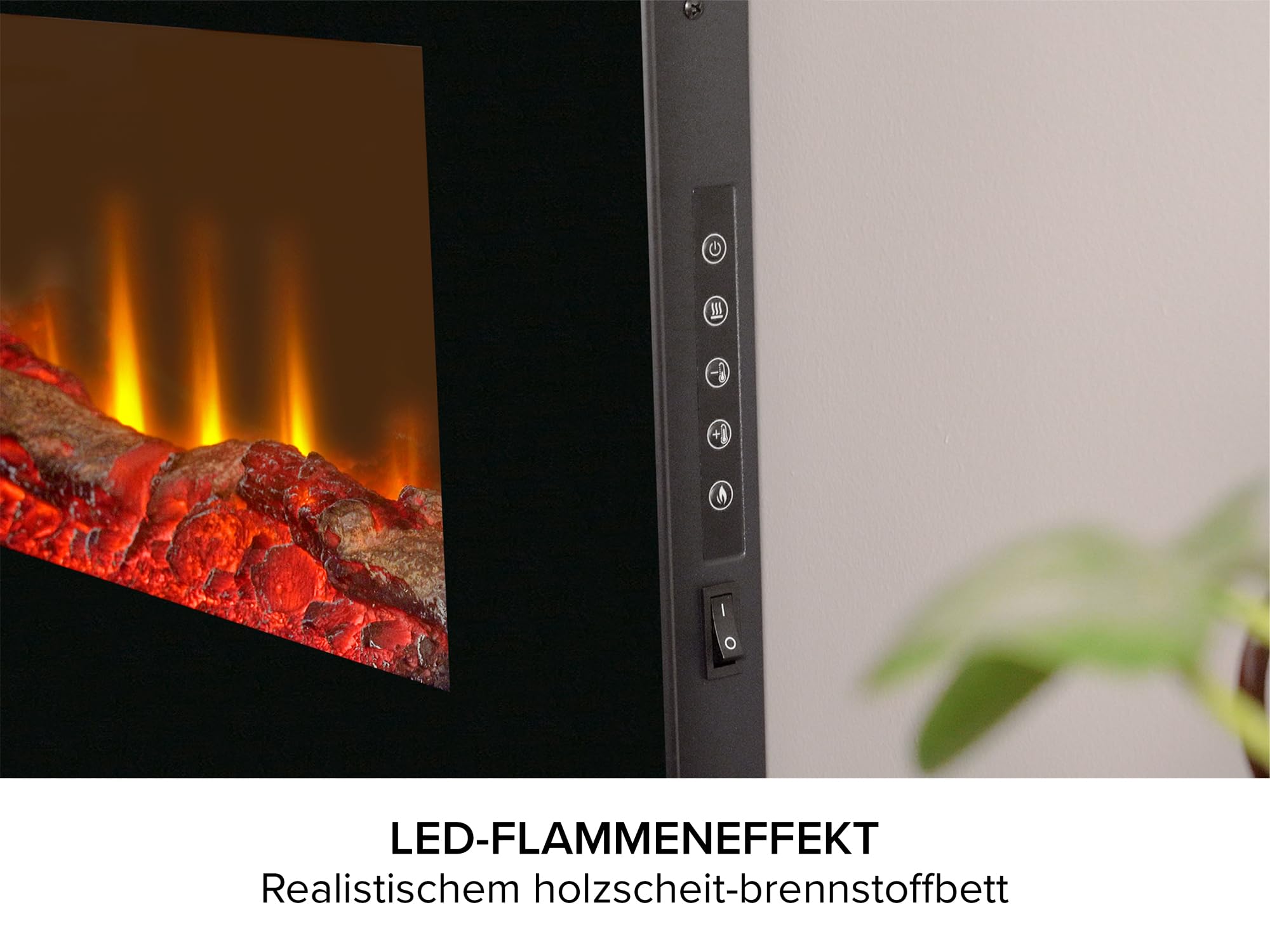 WM-9331 Elektrischer Wandkamin mit Fernbedienung in Schwarz, 107 cm