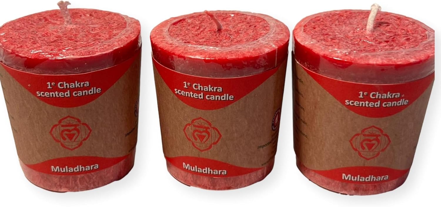 Thorness Set of 3 Root (Red) - Chakra Candles | Standing at About 4.5 centimetres Tall (1.75 inches), emanates an Aura of Rustic Charm, invoking The Essence of The Earth Itself., 31673