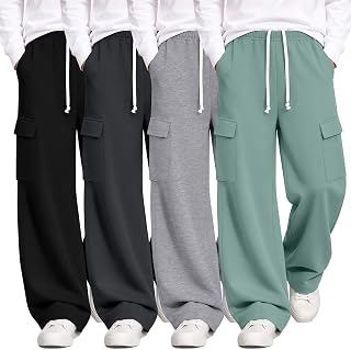 4 Pack Boy Cargo Sweatpant Teen Wide Leg Pant 6-16Y