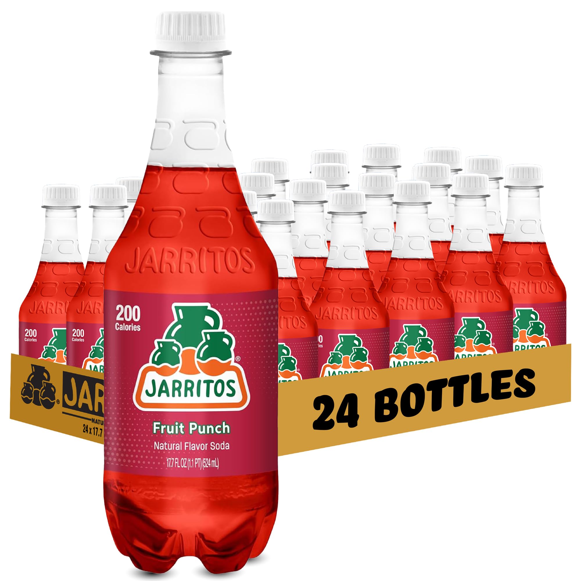 Photo 1 of ***ASSORTED FLAVORS**Jarritos - Mexican Soda Soft Drinks, Fruit Punch (17.7 oz, 524ml) 24 Bottles - Made with Real Cane Sugar - 0g Fat - Made in Mexico - Natural Flavor Soda Pop - Party & BBQ Beverages
