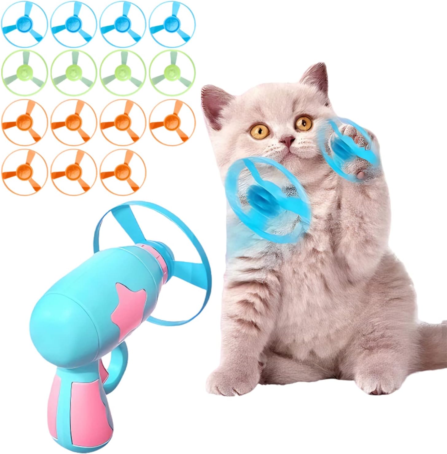 Akna 15 Pieces Cat Fetch Toy with Colorful Flying