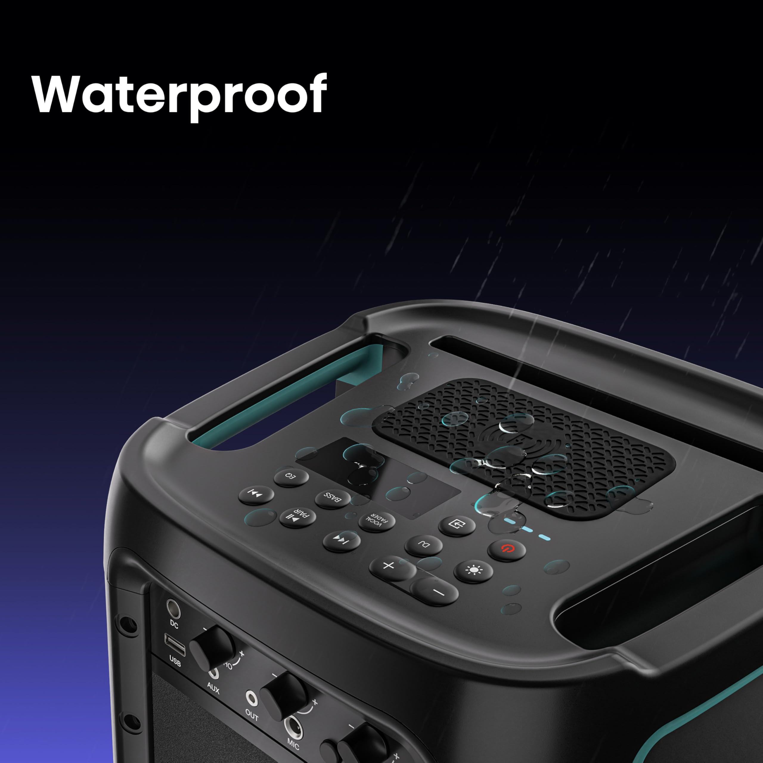 Hisense Party Rocker One, l'altoparlante Bluetooth con una potenza da 300W, woofer integrato,Modalita' Karaoke, wireless charging pad integrato, ingresso e uscita AUX, USB