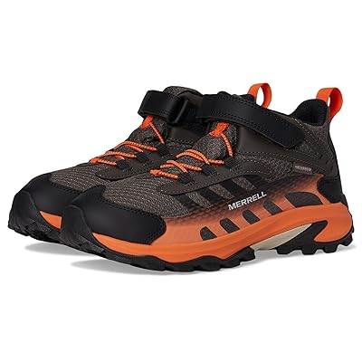 Merrell Kids Moab Speed 2 Mid Alternative Closure Waterproof (Little Kid/Big Kid) Kids Shoes Gunsmoke/Orange