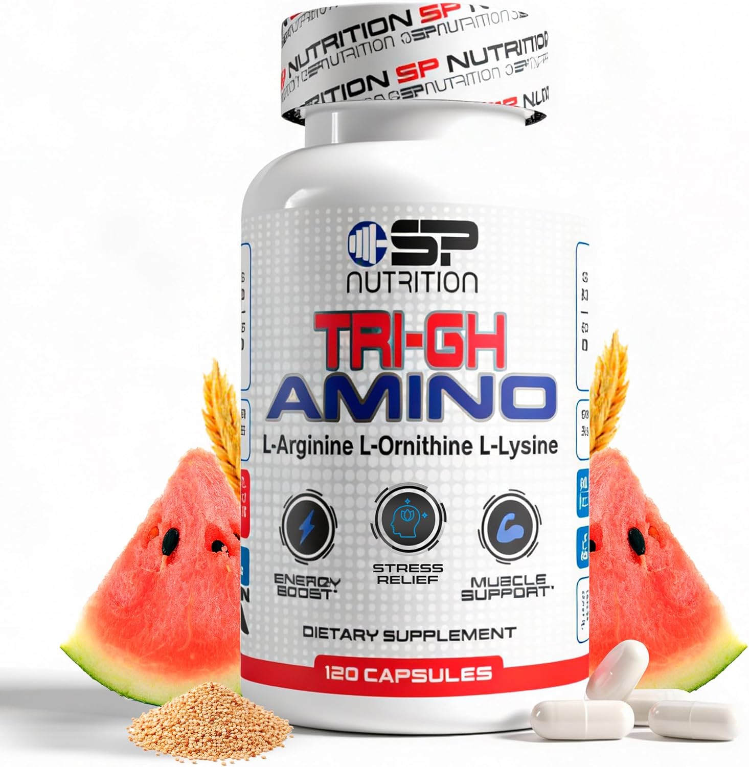SP Nutrition Tri-GH Amino Complex, L-Arginine L-Ornithine L-Lysine, 120 Capsules, Muscle Support Supplement